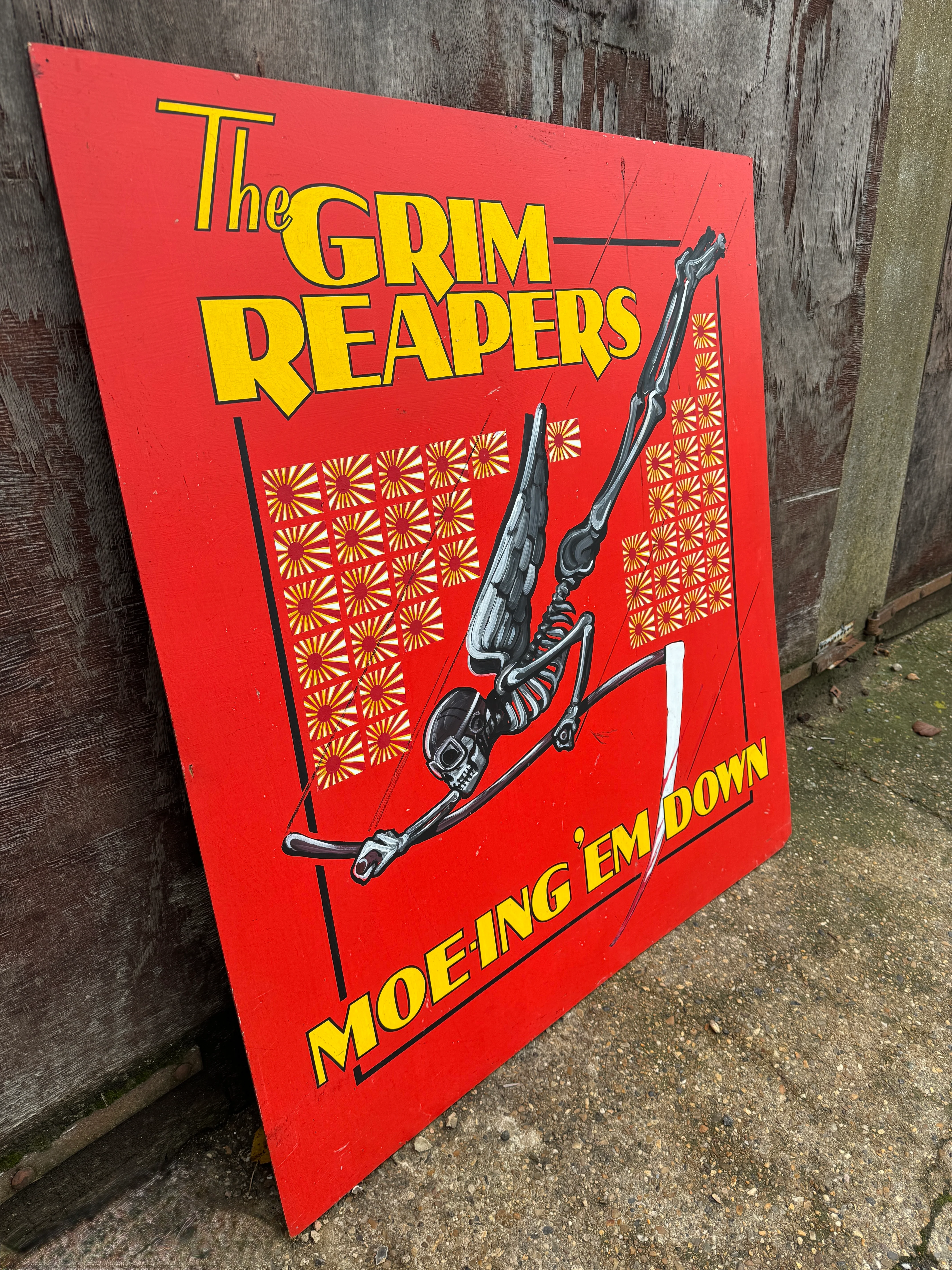 WW2 American Air Force Grim Reapers Nose Art Hand Painted On Board - Image 5