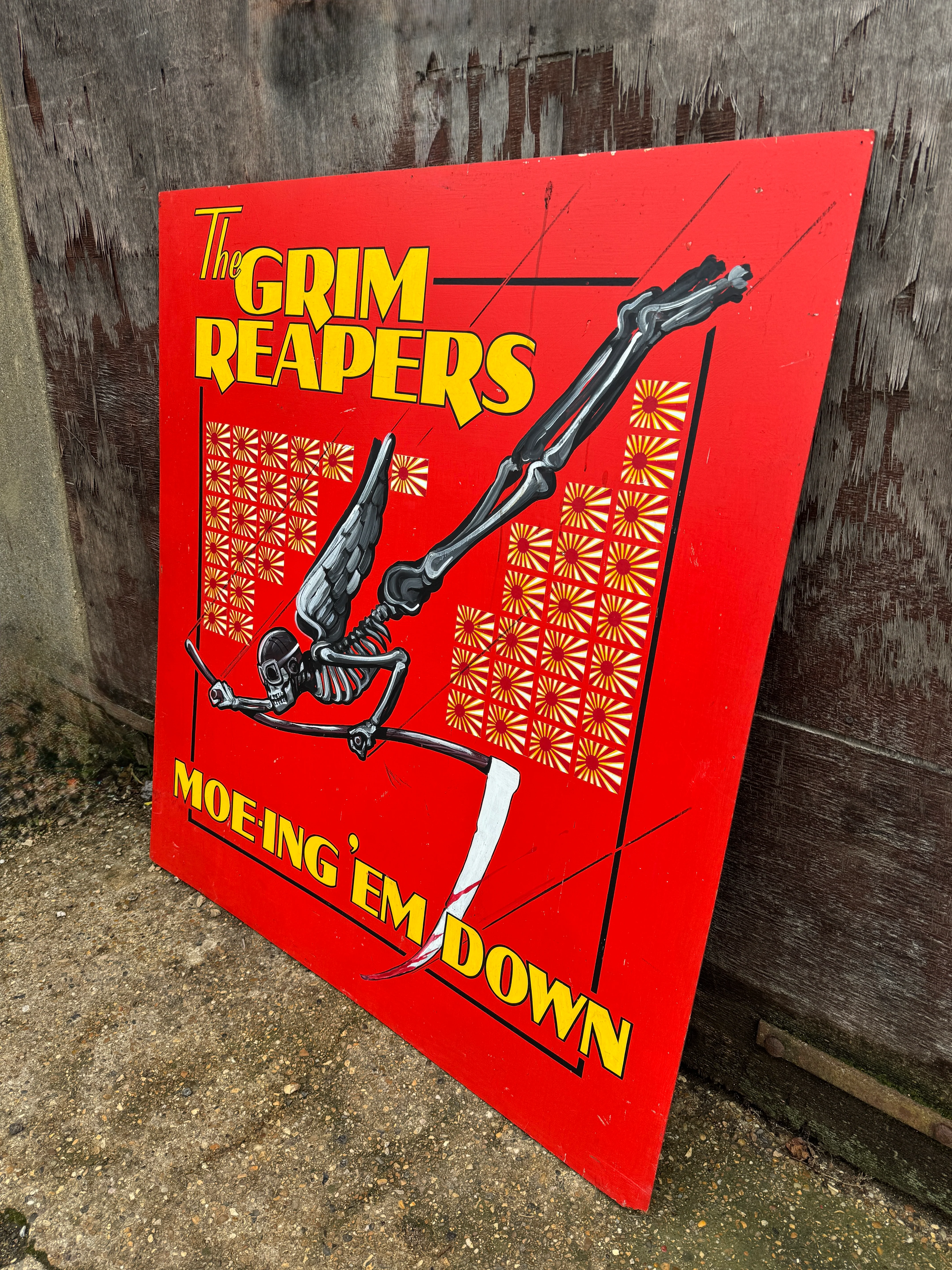WW2 American Air Force Grim Reapers Nose Art Hand Painted On Board - Image 6