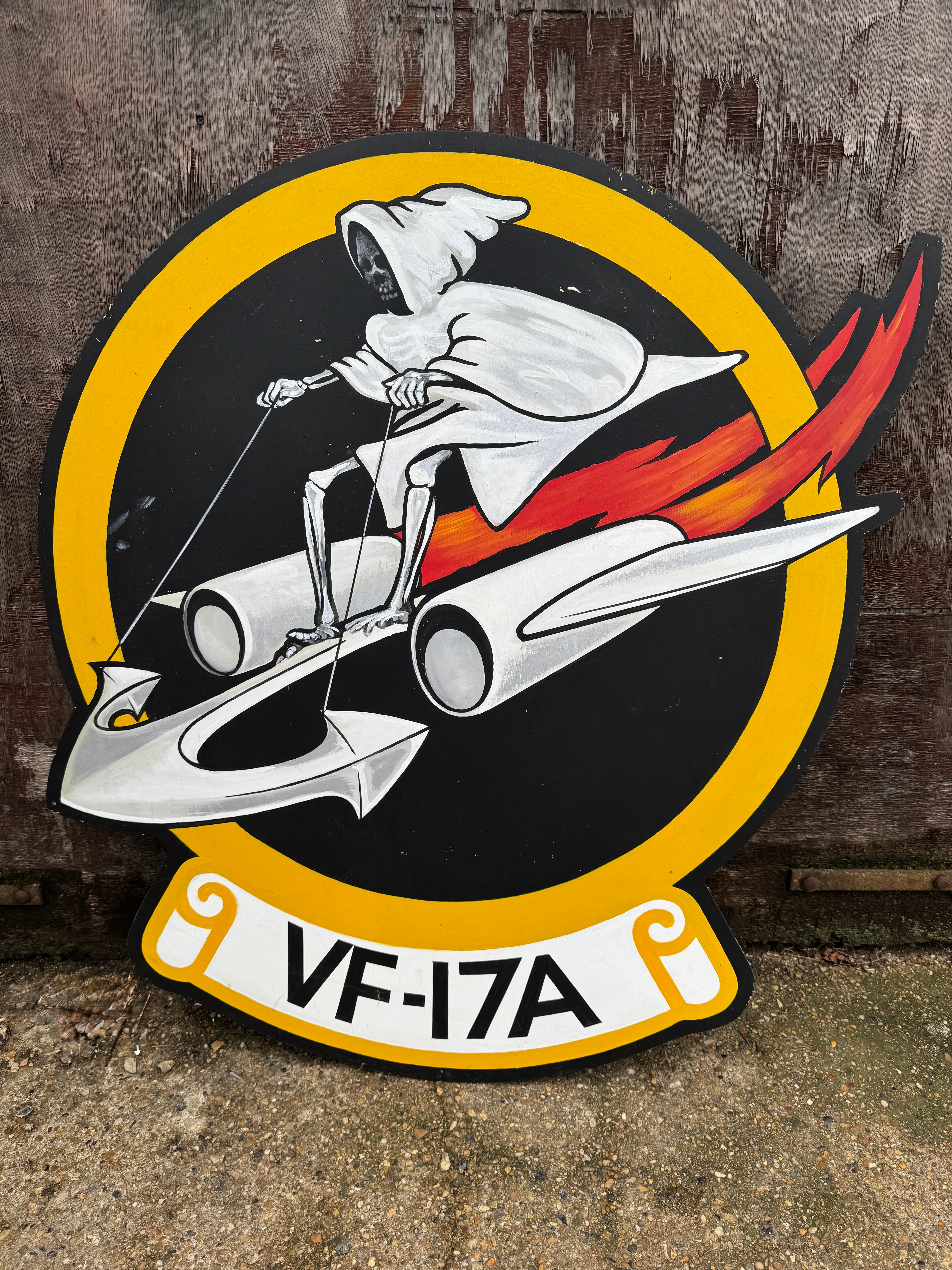 WW2 American Air Force VF-17A Nose Art Hand Painted On Board - Image 2