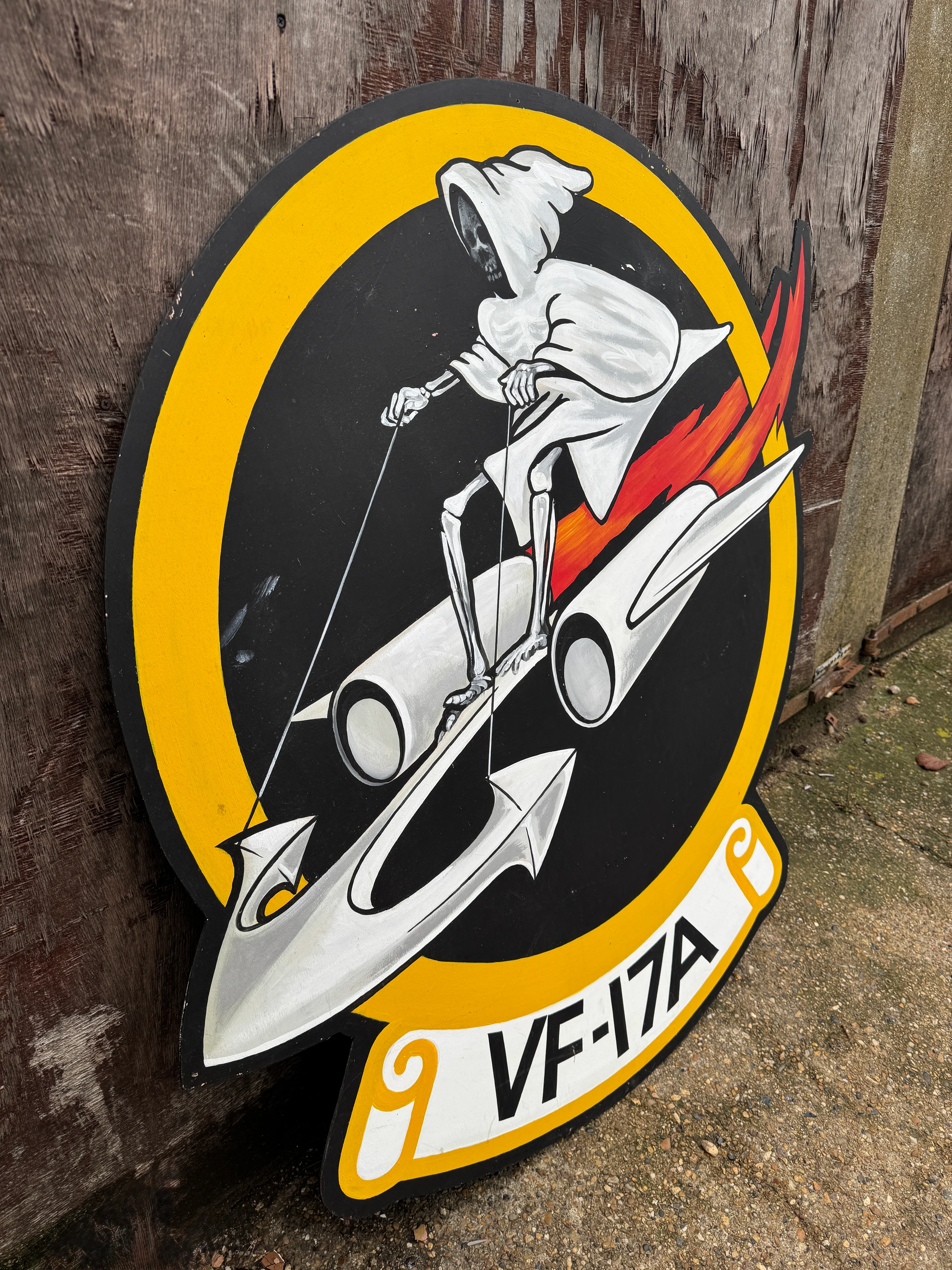 WW2 American Air Force VF-17A Nose Art Hand Painted On Board - Image 3