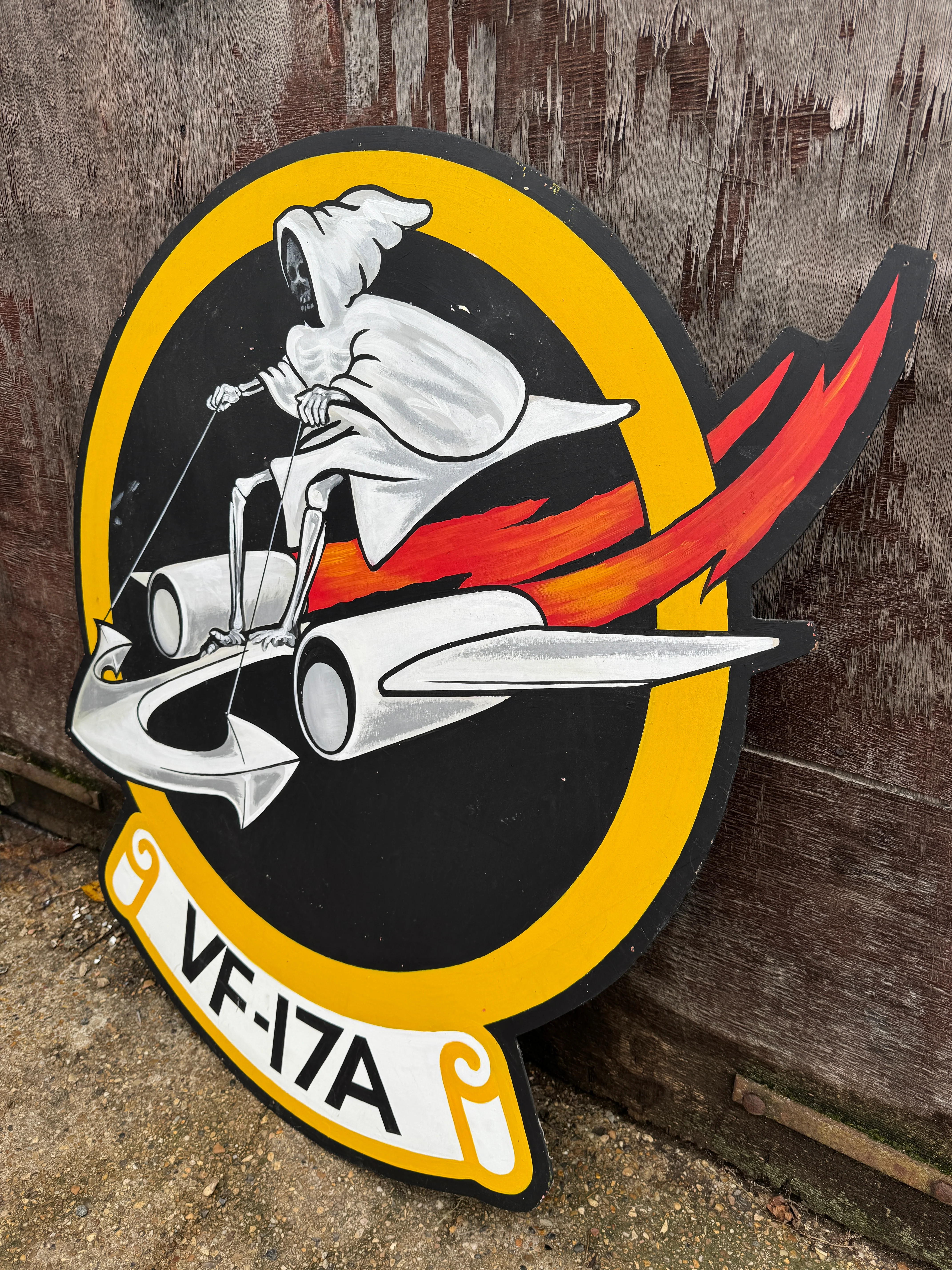 WW2 American Air Force VF-17A Nose Art Hand Painted On Board - Image 4