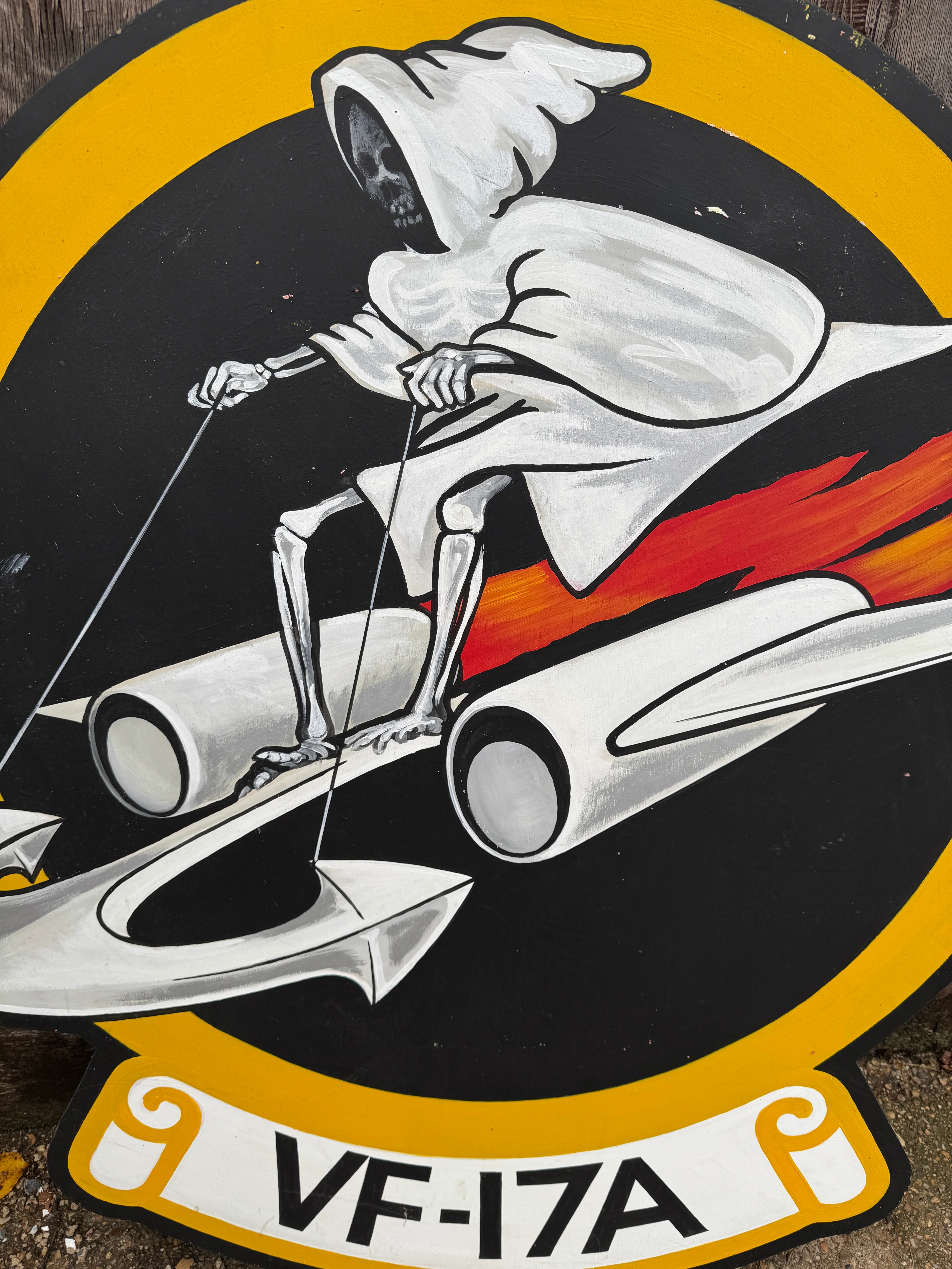 WW2 American Air Force VF-17A Nose Art Hand Painted On Board - Image 6